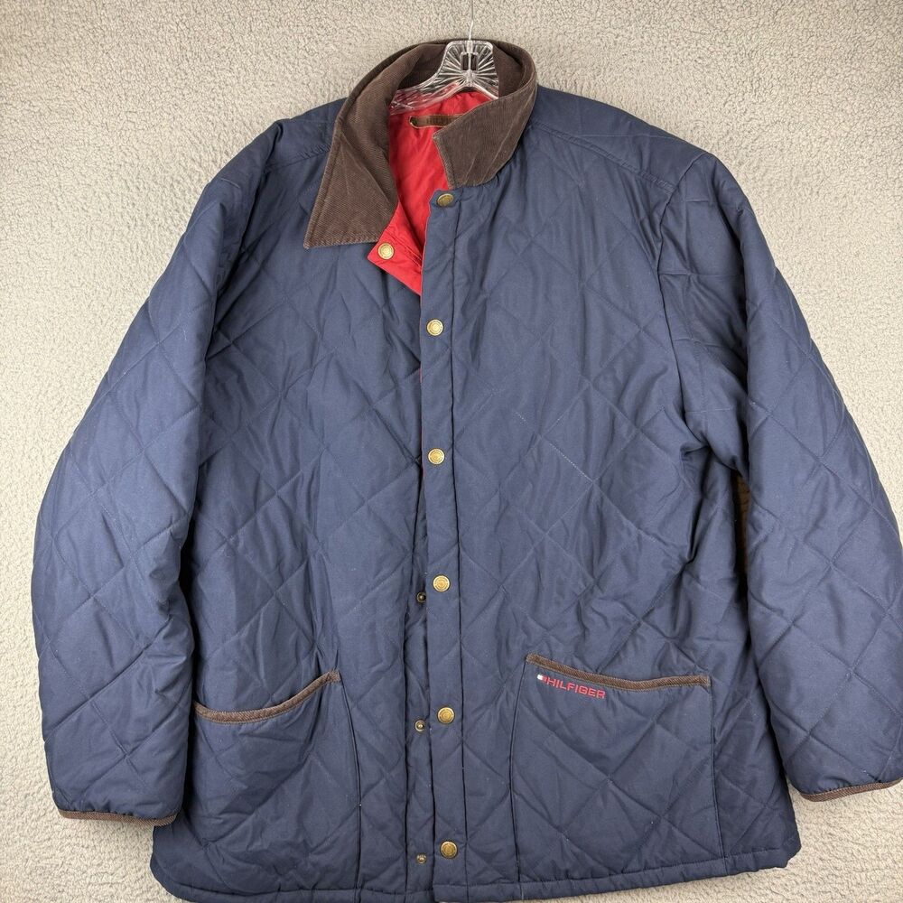Vintage Tommy Hilfiger Reversable Quilted Barn Jacket w/Corduroy Collar Mens XXL